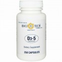 Bio Tech Pharmacal, D3-5コレカルシフェロール、カプセル 250 錠