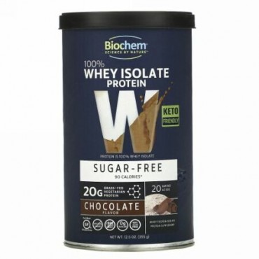 Biochem, 100% Whey Isolate Protein, Sugar Free, Chocolate Flavor, 12.5 oz (355 g)