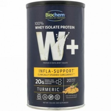 Biochem, 100%ホエイアイソレートプロテイン、W+ インフラサポート、ターメリック、10.6 oz (301 g) (Discontinued Item)