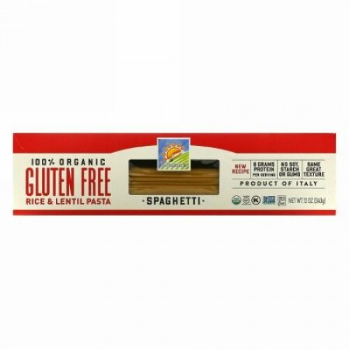 Bionaturae, 100％オーガニックグルテンフリー、ライス＆レンズ豆パスタ、スパゲッティ、340g（12オンス）
