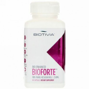 Biotivia, Bioforte、98%トランスレスベラトロール、250 mg、60カプセル