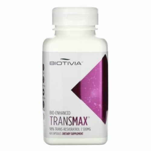 Biotivia, Transmax（トランマックス）、トランスレスベラトロール98％、500mg、60粒