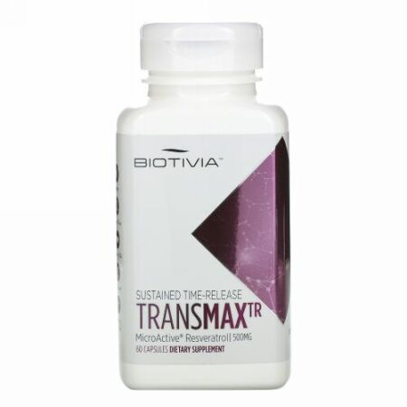 Biotivia, Transmax TR、トランス・レスベラトロル、500 mg、持続放出タブレット 60錠
