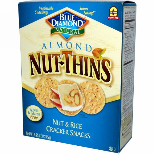 Blue Diamond, Almond Nut-Thins®（アーモンド･ナッツ シン）、ナッツ & ライスクラッカー スナック、4.25オンス(120.5 g) (Discontinued Item)