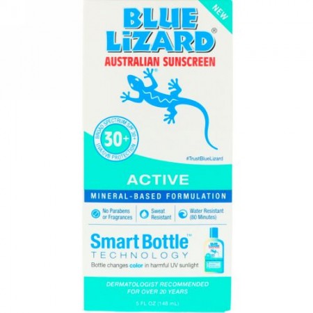 Blue Lizard Australian Sunscreen, アクティブ、サンスクリーンSPF 30+、5液量オンス (148 ml) (Discontinued Item)