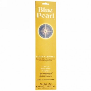 Blue Pearl, クラシック輸入インセンス（線香）、ゴールデン チャンパ、0.35オンス（10 g） (Discontinued Item)