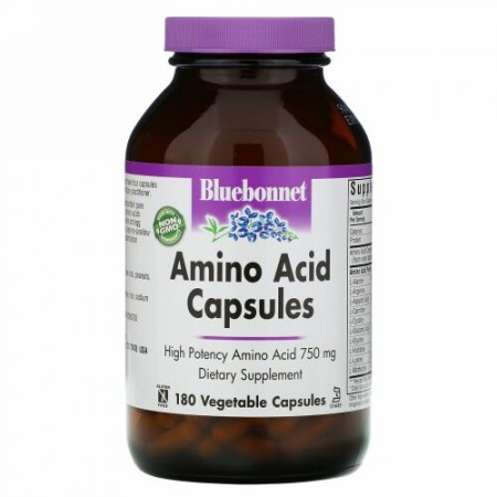 Bluebonnet Nutrition, Amino Acid Capsules, 750 mg, 180 Vegetable Capsules