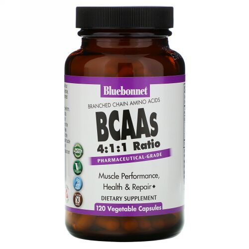 Bluebonnet Nutrition, BCAAs 4:1:1 Ratio, 120 Vegetable Capsules
