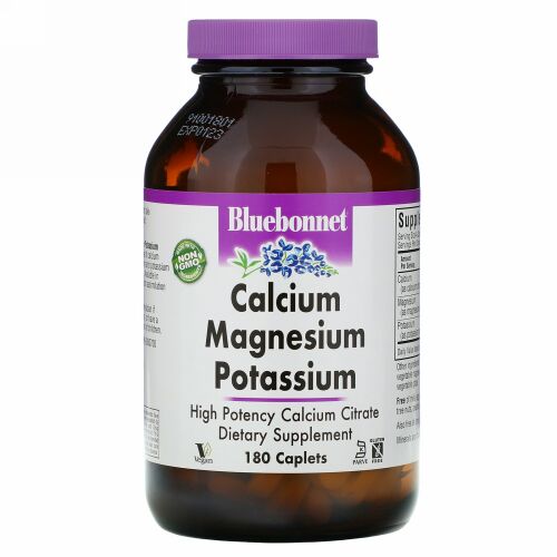 Bluebonnet Nutrition, カルシウム マグネシウム カリウム、180カプレット
