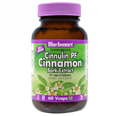 Bluebonnet Nutrition, Cinnulin PF®, シナモン樹皮エキス, 60 Vcaps (Discontinued Item)