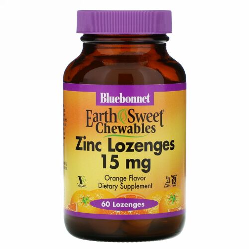 Bluebonnet Nutrition, EarthSweet（アーススィート）、亜鉛トローチ、天然オレンジ風味、15mg、60粒