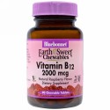 Bluebonnet Nutrition, アーススイート チュアブルズ、ビタミンB12、天然ラズベリーフレーバー、2,000 mcg、90チュアブル錠