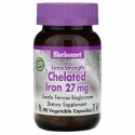 Bluebonnet Nutrition, 高強度キレート鉄、27mg、ベジカプセル90粒