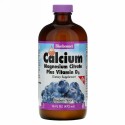 Bluebonnet Nutrition, カルシウム&マグネシウム&シトレート(クエン酸塩)&ビタミンD3(液体)、ブルーベリー味、16 fl oz (472 ml)