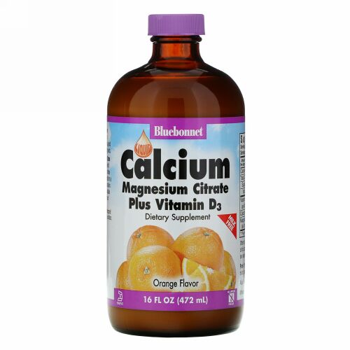 Bluebonnet Nutrition, 液体 カルシウム、クエン酸マグネシウムプラスビタミンD3、 自然のオレンジフレーバー、 16液量オンス (472 ml)