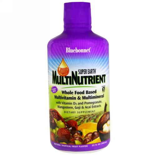 Bluebonnet Nutrition, リキッドスーパーアース マルチ栄養剤、マルチビタミン & マルチミネラル、天然トロピカルフルーツ味、32 fl oz (946 ml) (Discontinued Item)