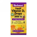 Bluebonnet Nutrition, 液体ビタミンD3 ドロップ、 ナチュラル シトラスフレーバー、 2000 IU、 1 fl oz (30 ml)