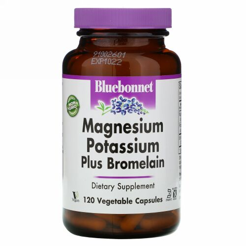 Bluebonnet Nutrition, マグネシウム カリウム プラス ブロメライン、120ベジカプセル