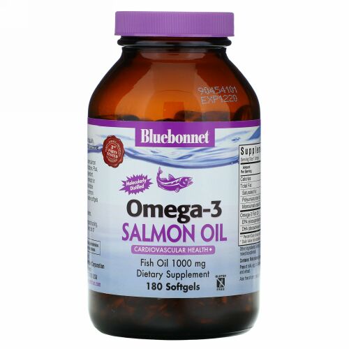 Bluebonnet Nutrition, 天然オメガ-3 サーモンオイル、1000 mg、180 ソフトジェル