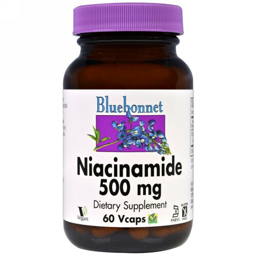 Bluebonnet Nutrition, ナイアシンアミド、500 mg、60ベジキャップ (Discontinued Item)