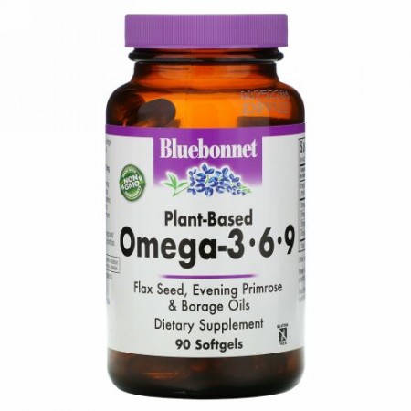 Bluebonnet Nutrition, 植物ベース オメガ-3-6-9, 90 ソフトジェル