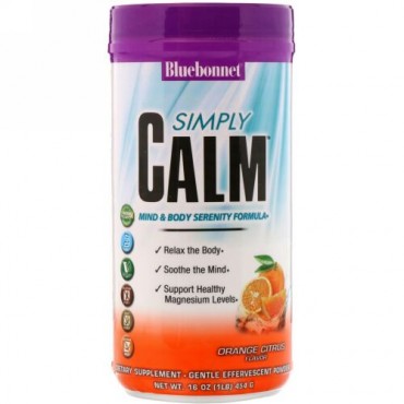 Bluebonnet Nutrition, シンプリーカームパウダー、オレンジシトラスフレーバー、16オンス (454 g) (Discontinued Item)