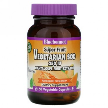 Bluebonnet Nutrition, スーパーフルーツ、ベジタリアンSOD、メロン果実エキス、250 IU, 60ベジキャップ