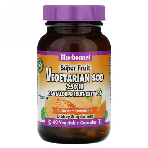 Bluebonnet Nutrition, スーパーフルーツ、ベジタリアンSOD、メロン果実エキス、250 IU, 60ベジキャップ