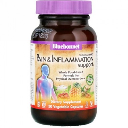 Bluebonnet Nutrition, ターゲットチョイス、鎮痛・抗炎症サポート、植物性カプセル30錠