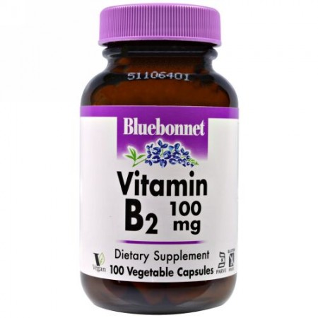 Bluebonnet Nutrition, Vitamin B-2, 100 mg, 100 Vcaps (Discontinued Item)
