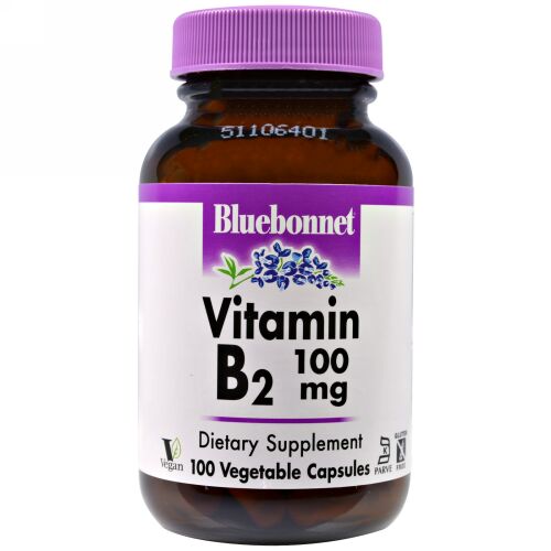 Bluebonnet Nutrition, Vitamin B-2, 100 mg, 100 Vcaps (Discontinued Item)