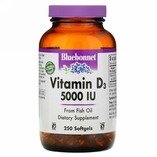 Bluebonnet Nutrition, ビタミンD3、5000 IU、250ソフトジェル