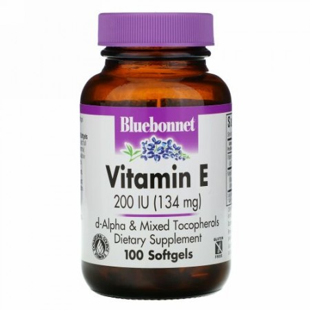 Bluebonnet Nutrition, ビタミンE、200 IU、100ソフトジェル