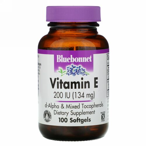 Bluebonnet Nutrition, ビタミンE、200 IU、100ソフトジェル