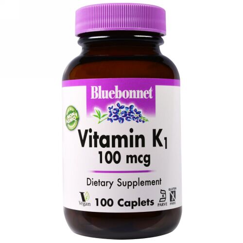 Bluebonnet Nutrition, ビタミンK1、100 mcg、100カプレット (Discontinued Item)