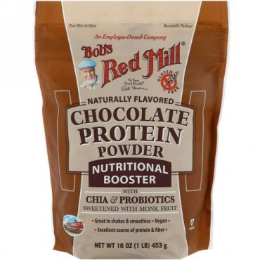 Bob's Red Mill, チョコレートプロテインパウダー、栄養促進剤（チア & プロバイオティクス）、16 oz (453 g)