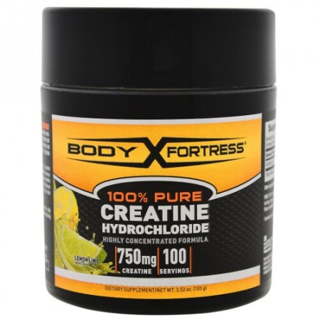 Body Fortress, 純度100%クレアチンHCL、レモン・ライム、3.52 oz (100 g) (Discontinued Item)