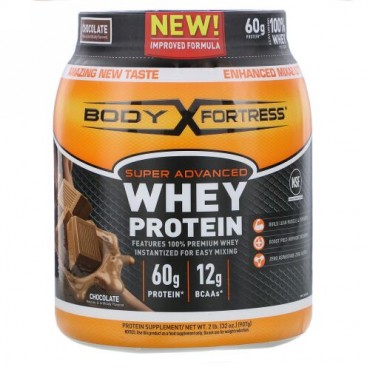 Body Fortress, スーパーアドバンスドホエイプロテイン、チョコレート風味、907g（2ポンド） (Discontinued Item)