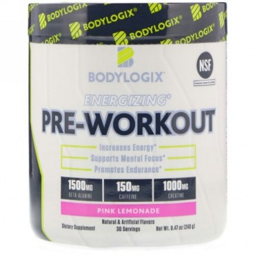 Bodylogix, エネルギー充填プレワークアウト、ピンクレモネード、8.47オンス (240 g) (Discontinued Item)