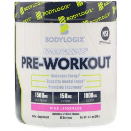 Bodylogix, エネルギー充填プレワークアウト、ピンクレモネード、8.47オンス (240 g) (Discontinued Item)
