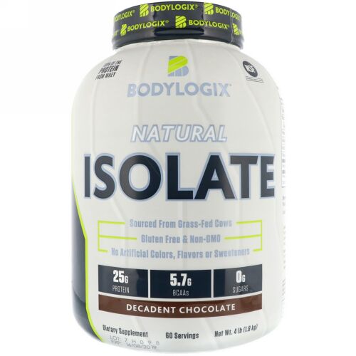 Bodylogix, ナチュラルアイソレート、濃厚なチョコレート、4 lbs (1.8 kg) (Discontinued Item)