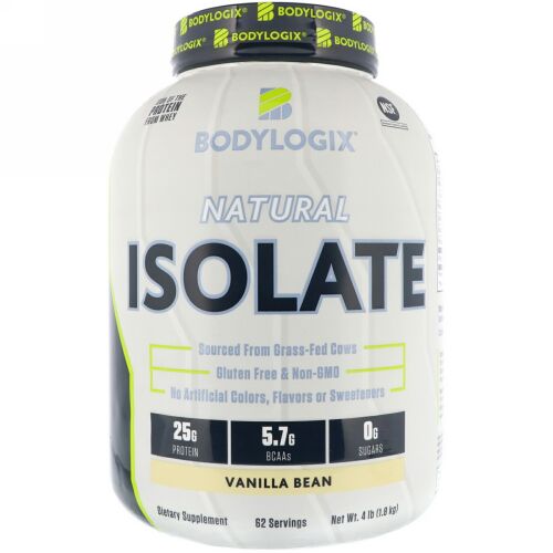 Bodylogix, ナチュラルアイソレート、バニラビーン、4 lbs (1.8 kg) (Discontinued Item)