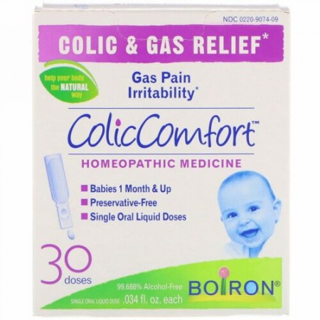 Boiron, コリックコンフォート、疝痛・ガスの緩和、30回分、各.034 fl oz
