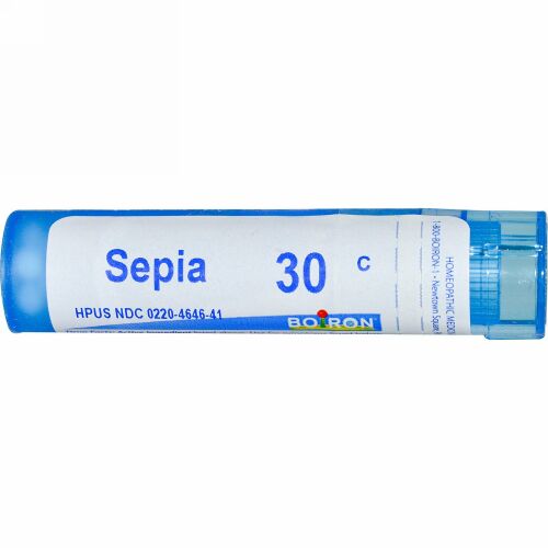 Boiron, Single Remedies, Sepia（セピア）、30C、約80ペレット