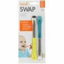 Boon, スワップ、2-in-1 離乳食スプーン、4ヶ月以上向け、ティールグリーン & イエロー、スプーン2つ (Discontinued Item)