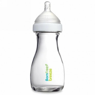 Born Free, Breeze, Baby Bottle, Glass, 1m+, Medium Flow, 1 Bottle, 9 oz (266 ml) (Discontinued Item)
