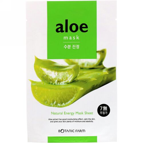 Botanic Farm, Natural Energy Mask Sheet, Aloe Mask, 1 Sheet, 20 ml (Discontinued Item)
