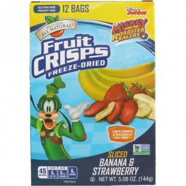 Brothers-All-Natural, Disney Junior, Fruit Crisps, Sliced Banana & Strawberry, 12 Pack, 5.08 oz (144 g) (Discontinued Item)