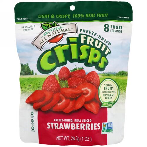 Brothers-All-Natural, Fruit Crisps, Strawberries, 1 oz (28.3 g) (Discontinued Item)