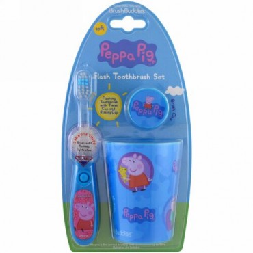 Brush Buddies, ペッパーピッグ、フラッシュ歯ブラシセット、ソフト、3品キット (Discontinued Item)